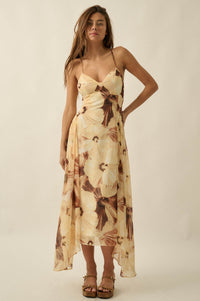 Blooming Isle Floral Chiffon Cross-Back Maxi Dress - ShopPromesa