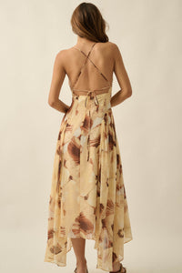 Blooming Isle Floral Chiffon Cross-Back Maxi Dress - ShopPromesa