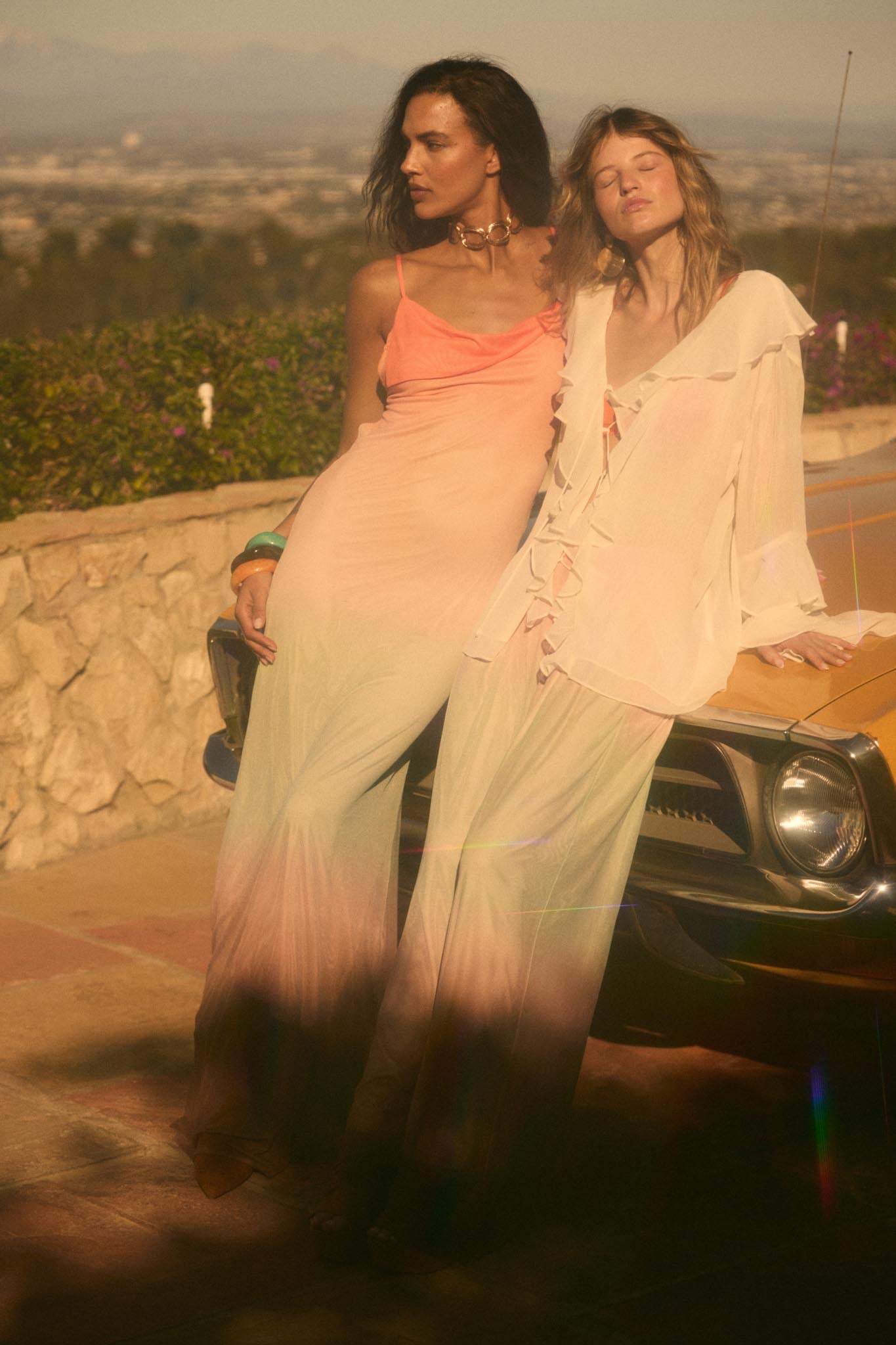 Sunset Symphony Ombre Mesh Cowl-Neck Maxi Dress - ShopPromesa