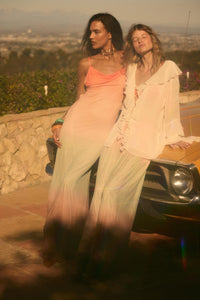 Sunset Symphony Ombre Mesh Cowl-Neck Maxi Dress - ShopPromesa