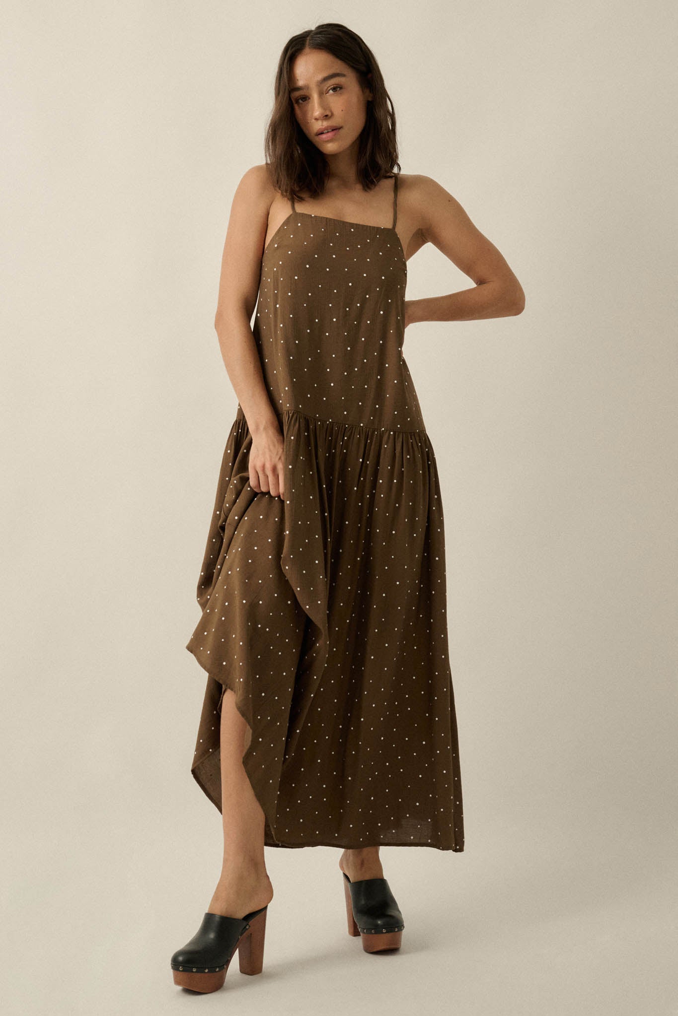 Sweet Spot Polka Dot Drop-Waist Cami Maxi Dress - ShopPromesa