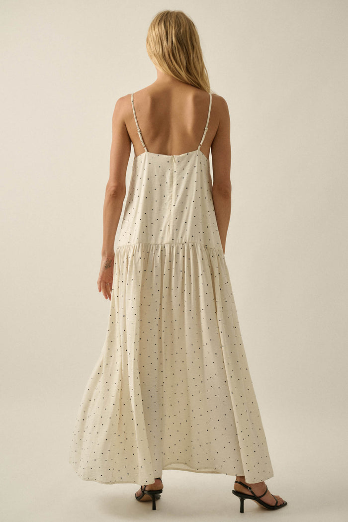 Sweet Spot Polka Dot Drop-Waist Cami Maxi Dress - ShopPromesa