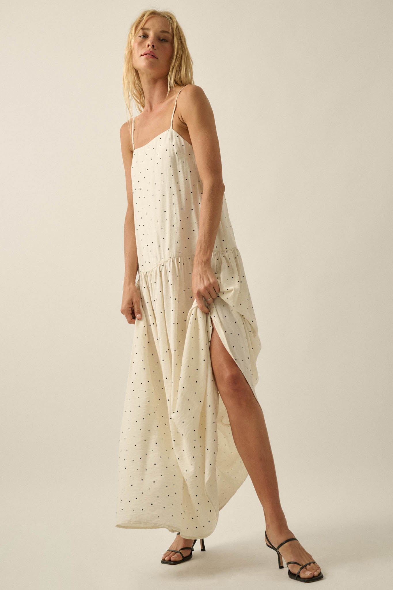 Sweet Spot Polka Dot Drop-Waist Cami Maxi Dress - ShopPromesa