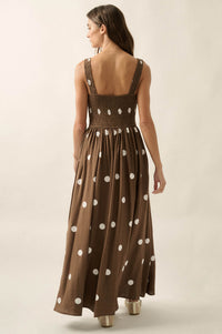 Soft Spot Polka Dot Smocked Square-Neck Maxi Dress - ShopPromesa