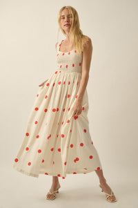 Soft Spot Polka Dot Smocked Square-Neck Maxi Dress - ShopPromesa
