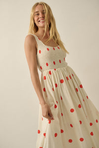 Soft Spot Polka Dot Smocked Square-Neck Maxi Dress - ShopPromesa