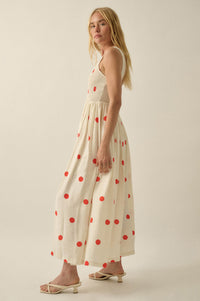 Soft Spot Polka Dot Smocked Square-Neck Maxi Dress - ShopPromesa
