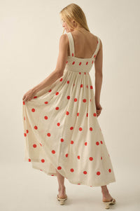 Soft Spot Polka Dot Smocked Square-Neck Maxi Dress - ShopPromesa
