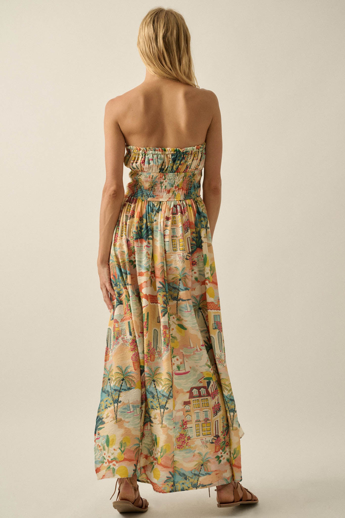 Bahama Mama Tropical-Print Strapless Maxi Dress - ShopPromesa