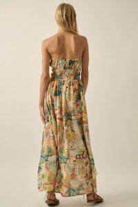 Bahama Mama Tropical-Print Strapless Maxi Dress - ShopPromesa