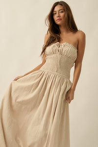 Midsummer Dream Smocked Strapless Maxi Dress - ShopPromesa