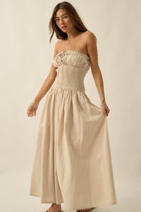 Midsummer Dream Smocked Strapless Maxi Dress - ShopPromesa
