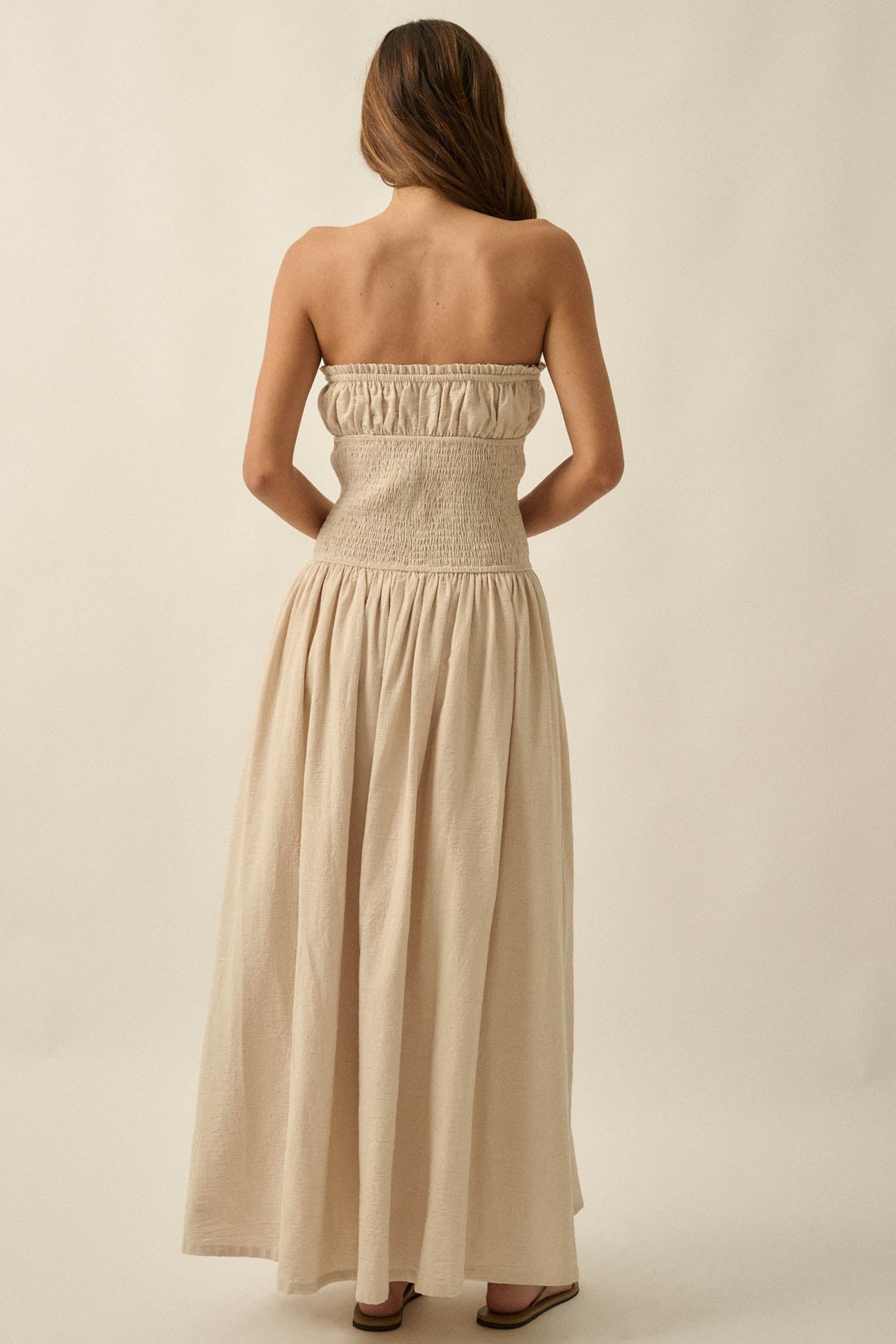 Midsummer Dream Smocked Strapless Maxi Dress - ShopPromesa