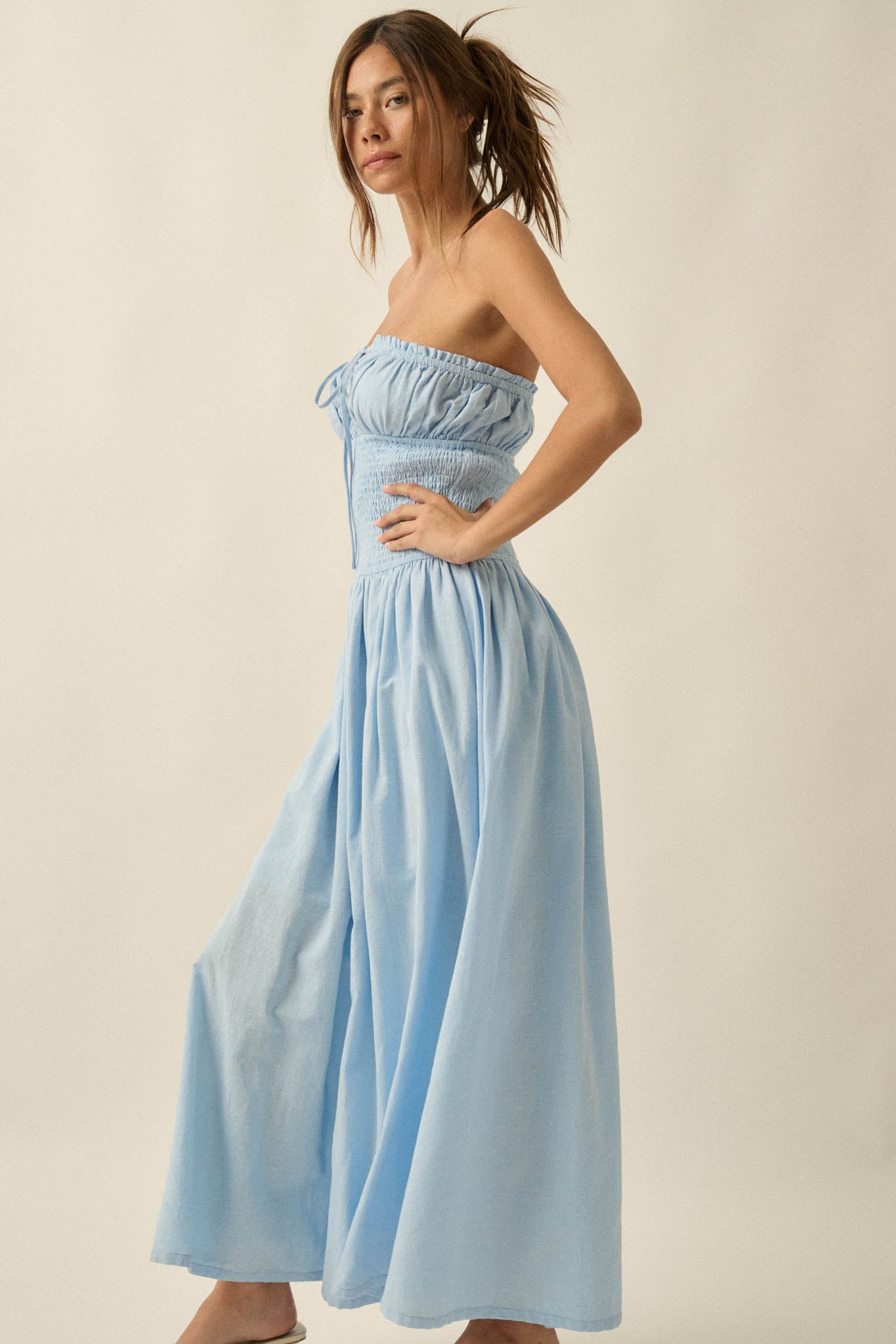 Midsummer Dream Smocked Strapless Maxi Dress - ShopPromesa