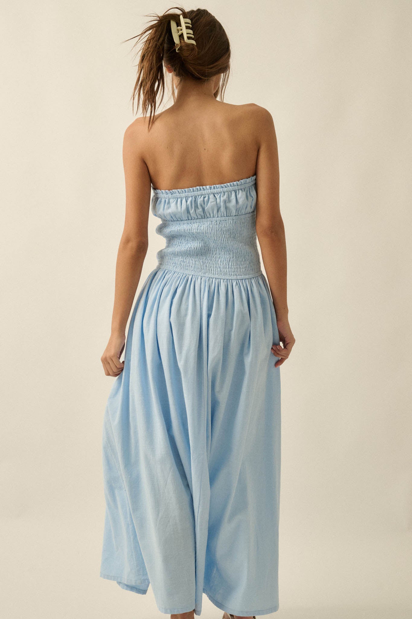 Midsummer Dream Smocked Strapless Maxi Dress - ShopPromesa