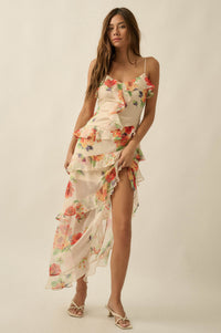 Pure Enchantment Floral Chiffon Ruffle Maxi Dress - ShopPromesa