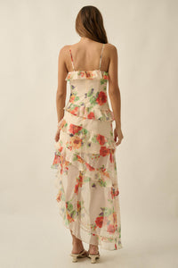 Pure Enchantment Floral Chiffon Ruffle Maxi Dress - ShopPromesa