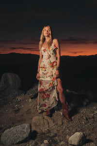 Pure Enchantment Floral Chiffon Ruffle Maxi Dress - ShopPromesa