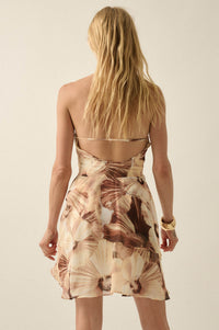 Floral Shores Floral Chiffon Cowl-Neck Mini Dress - ShopPromesa