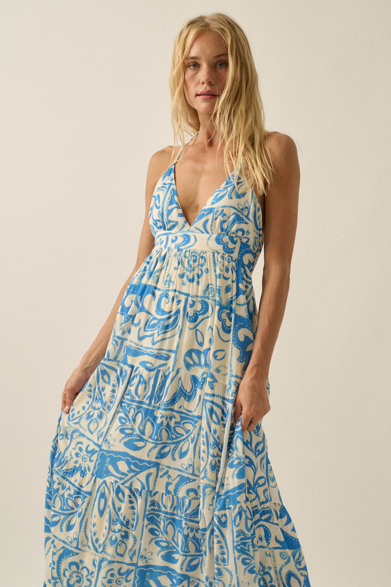 Nomadic Soul Abstract Floral-Print Halter Maxi Dress - ShopPromesa