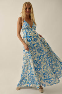 Nomadic Soul Abstract Floral-Print Halter Maxi Dress - ShopPromesa
