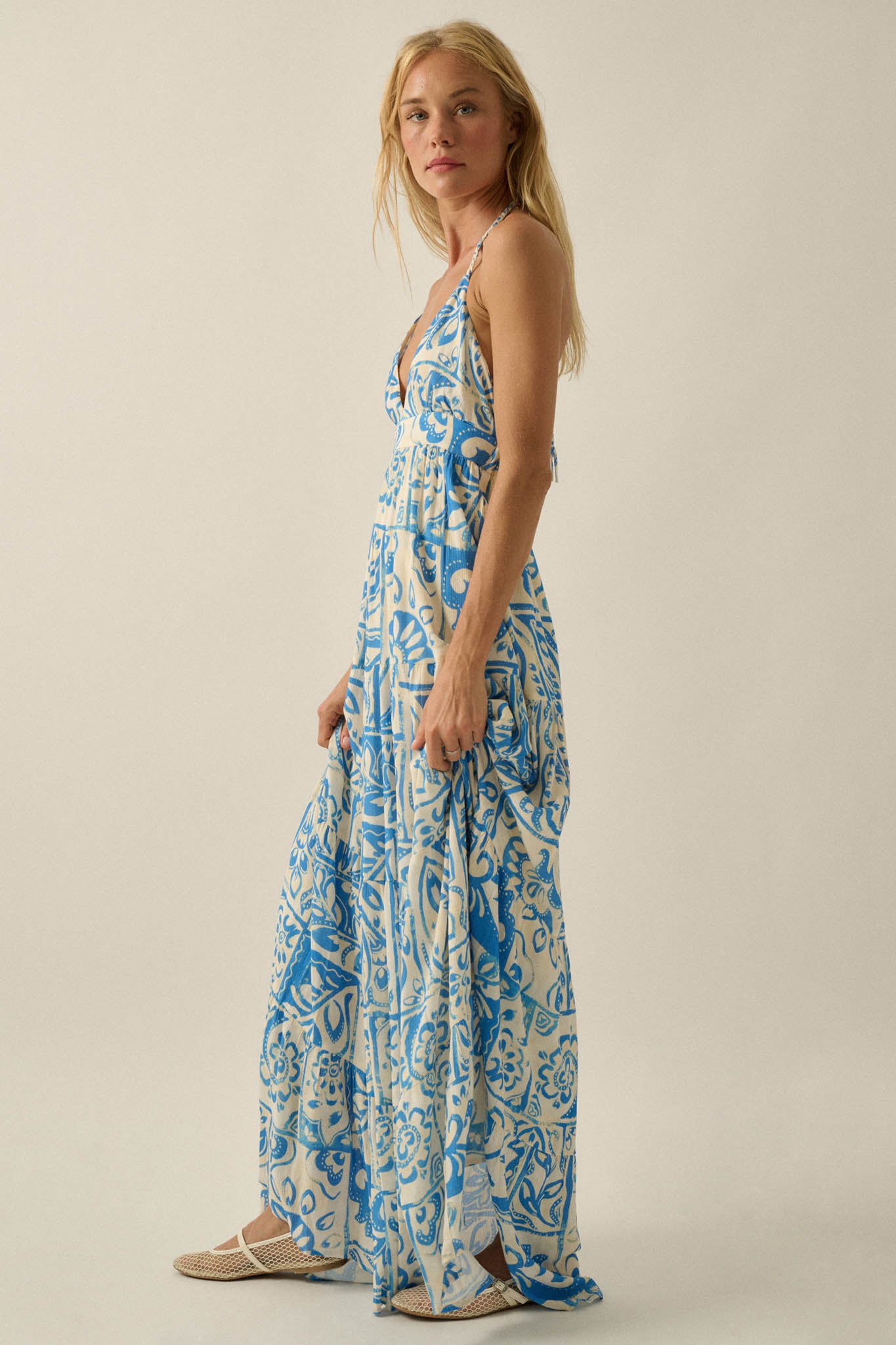 Nomadic Soul Abstract Floral-Print Halter Maxi Dress - ShopPromesa