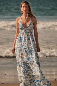 Nomadic Soul Abstract Floral-Print Halter Maxi Dress - ShopPromesa