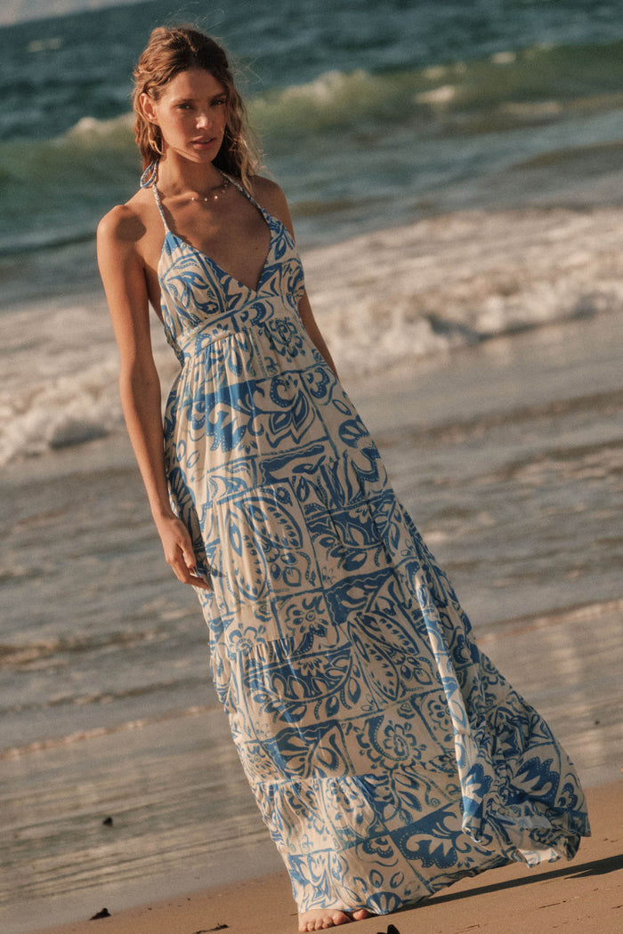 Nomadic Soul Abstract Floral-Print Halter Maxi Dress - ShopPromesa