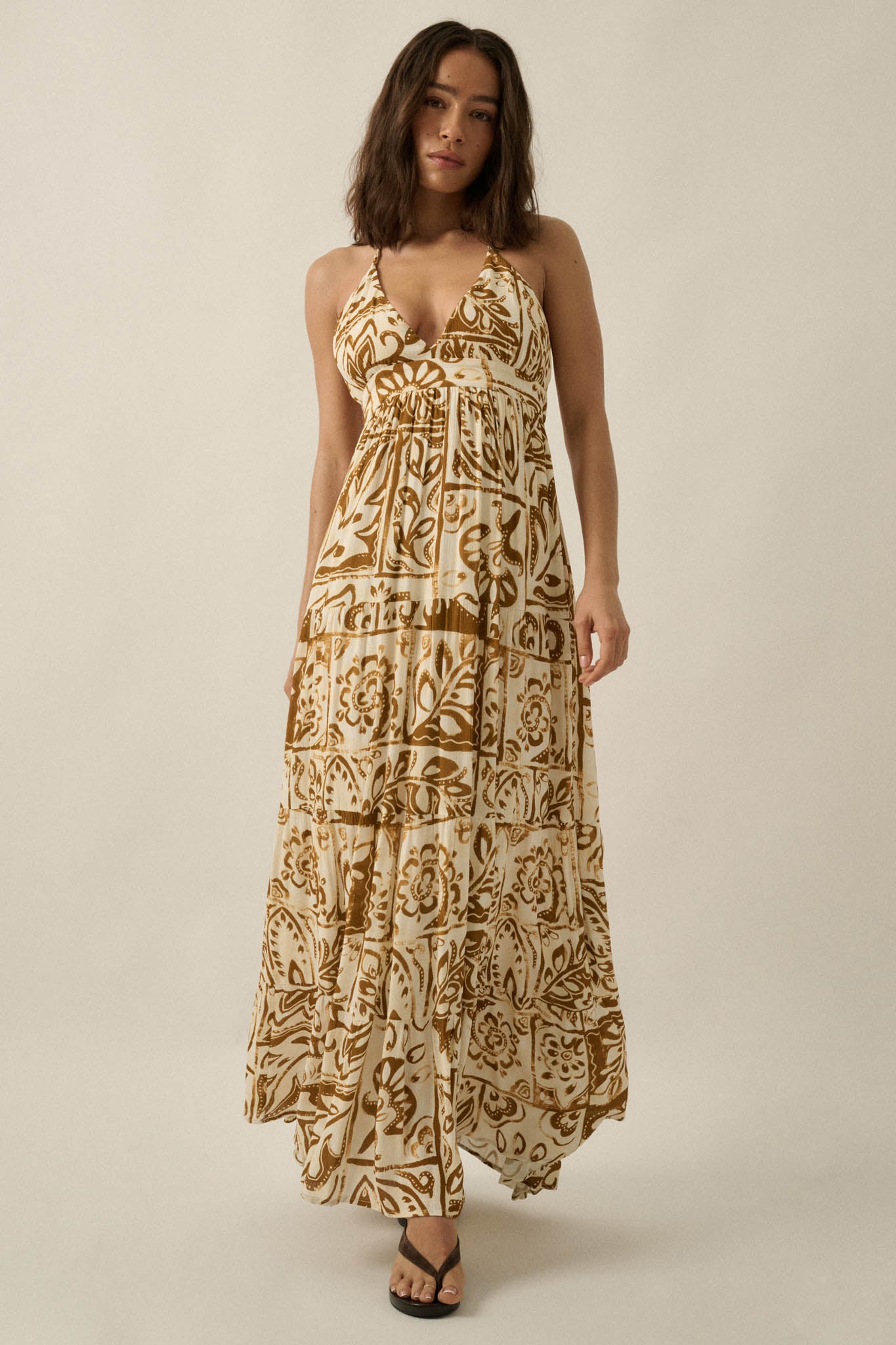 Nomadic Soul Abstract Floral-Print Halter Maxi Dress - ShopPromesa