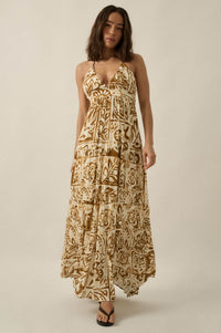 Nomadic Soul Abstract Floral-Print Halter Maxi Dress - ShopPromesa