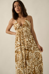 Nomadic Soul Abstract Floral-Print Halter Maxi Dress - ShopPromesa