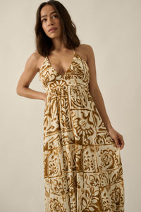 Nomadic Soul Abstract Floral-Print Halter Maxi Dress - ShopPromesa