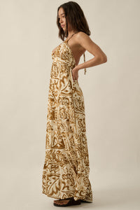 Nomadic Soul Abstract Floral-Print Halter Maxi Dress - ShopPromesa