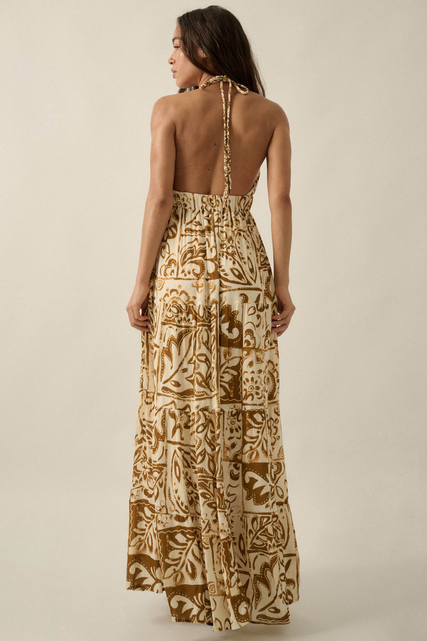 Nomadic Soul Abstract Floral-Print Halter Maxi Dress - ShopPromesa