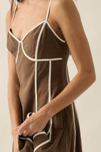 Just Breathe Cotton Piping-Trim Godet Maxi Dress - ShopPromesa