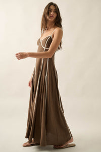 Just Breathe Cotton Piping-Trim Godet Maxi Dress - ShopPromesa