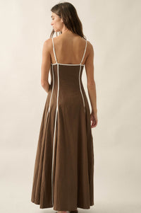 Just Breathe Cotton Piping-Trim Godet Maxi Dress - ShopPromesa