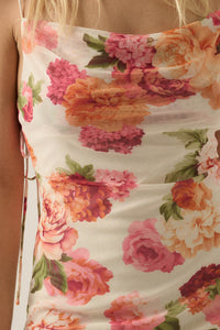 Heirloom Garden Floral Mesh Cowl-Neck Maxi Dress - ShopPromesa