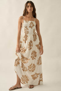 Magnolia Days Floral Smocked Open-Back Maxi Dress - ShopPromesa