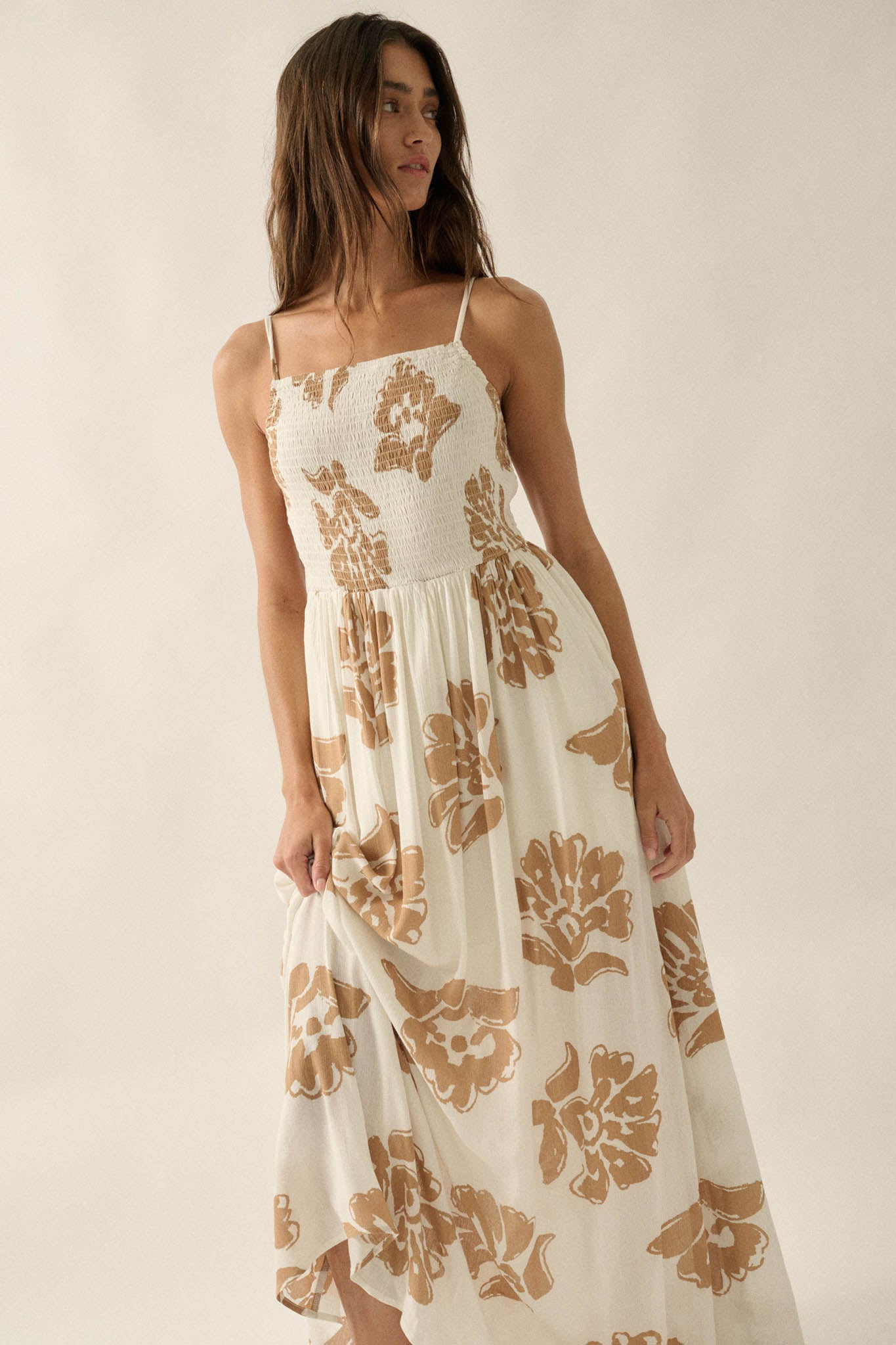 Magnolia Days Floral Smocked Open-Back Maxi Dress - ShopPromesa