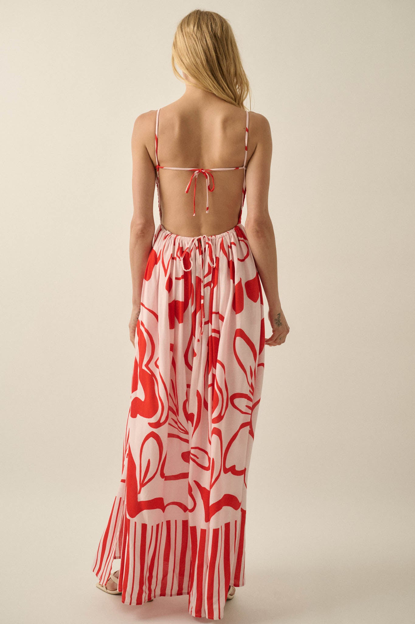 Tropical Beauty Abstract-Floral Smocked Maxi Dress - ShopPromesa