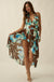 Blue Iris Floral Satin Halter Wrap Maxi Dress - ShopPromesa