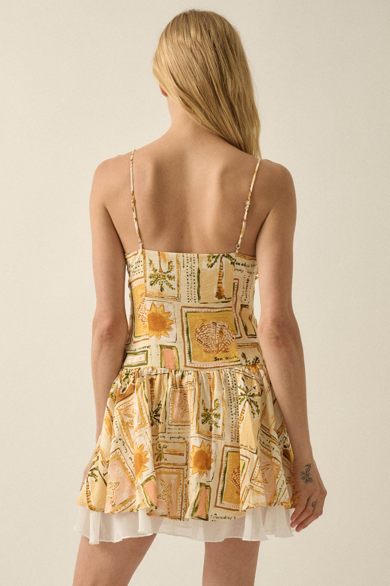 Pretty in Paradise Tropical-Print Drop-Waist Mini Dress - ShopPromesa