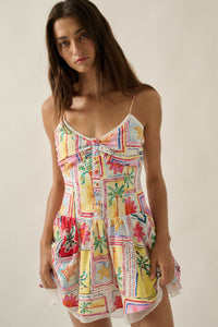 Pretty in Paradise Tropical-Print Drop-Waist Mini Dress - ShopPromesa
