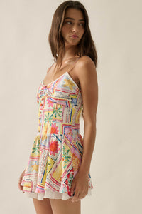 Pretty in Paradise Tropical-Print Drop-Waist Mini Dress - ShopPromesa