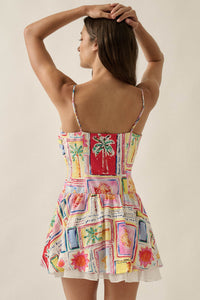 Pretty in Paradise Tropical-Print Drop-Waist Mini Dress - ShopPromesa