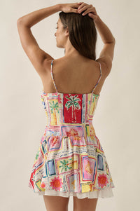 Pretty in Paradise Tropical-Print Drop-Waist Mini Dress - ShopPromesa
