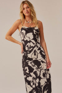 Charming Blossoms Floral Satin Midi Slip Dress - ShopPromesa