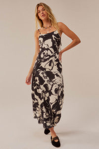 Charming Blossoms Floral Satin Midi Slip Dress - ShopPromesa