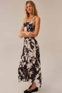 Charming Blossoms Floral Satin Midi Slip Dress - ShopPromesa